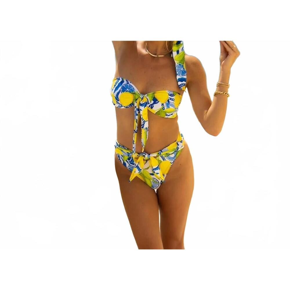NEW KENNY FLOWERS the positano fuller coverage high waist tie bottom in lemon